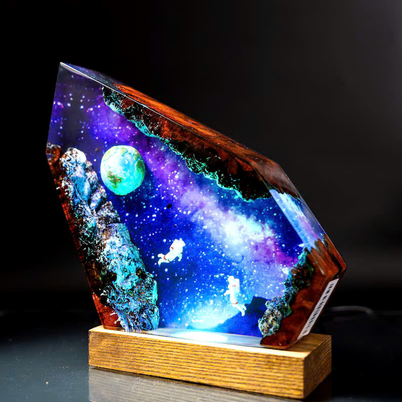 Astronaut galaxy resin night light