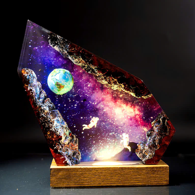 Astronaut galaxy resin night light