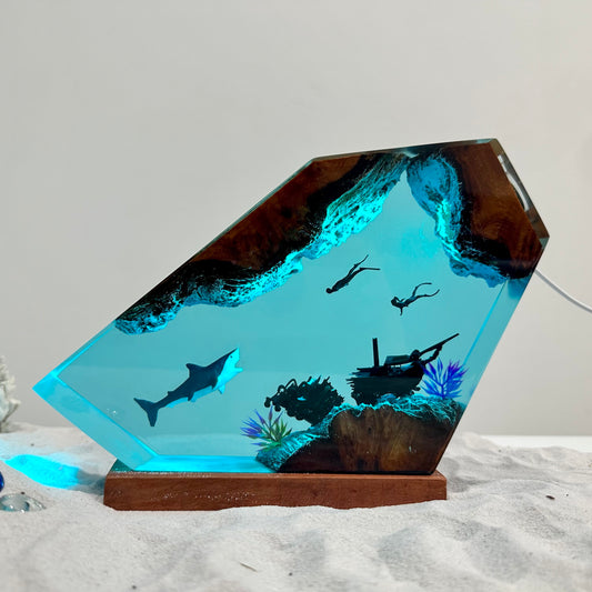 Great white shark resin night light