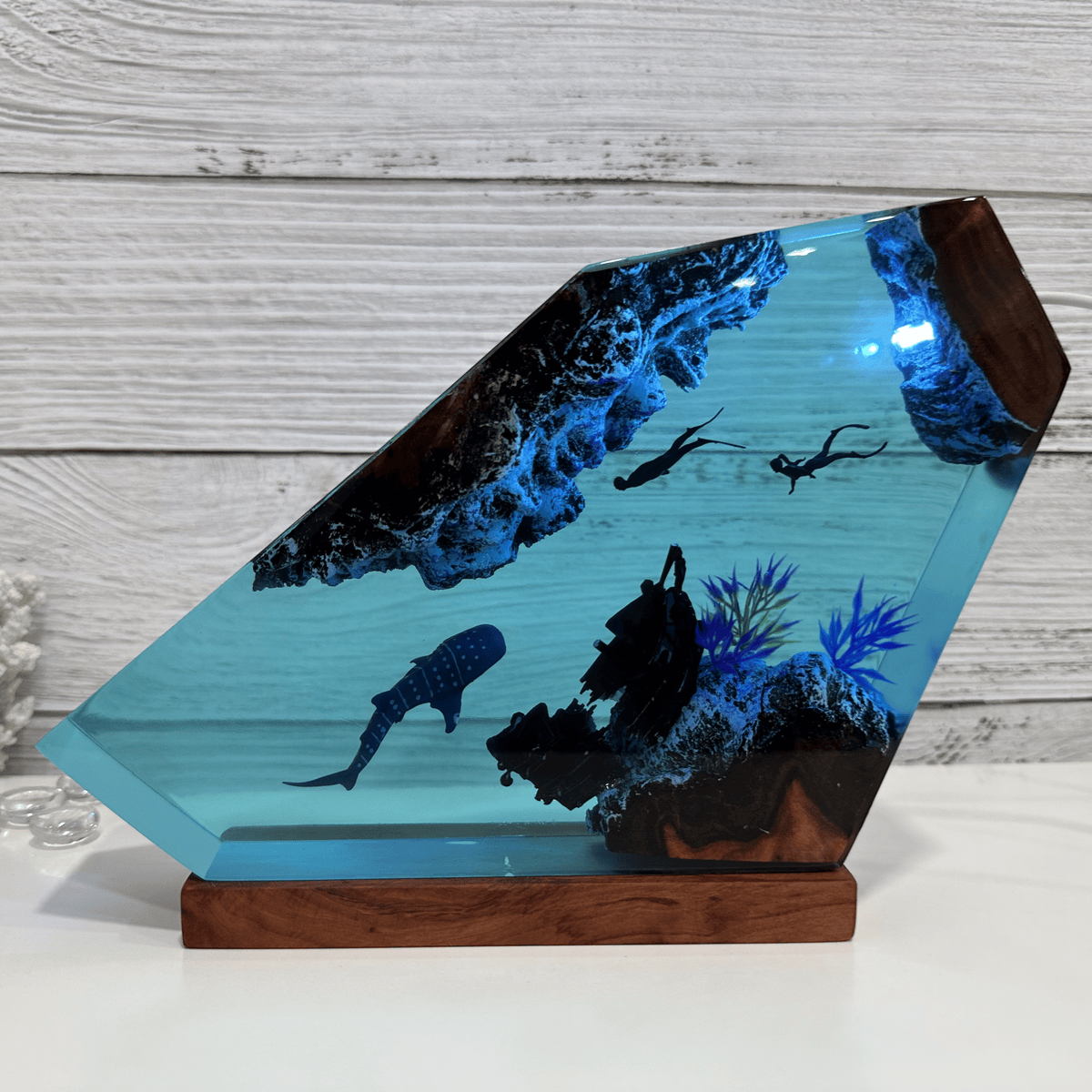 Whale Shark and divers resin epoxy