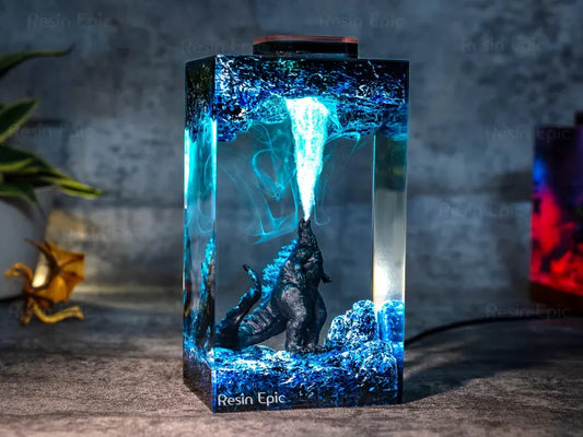 Godzilla diorama resin lamp