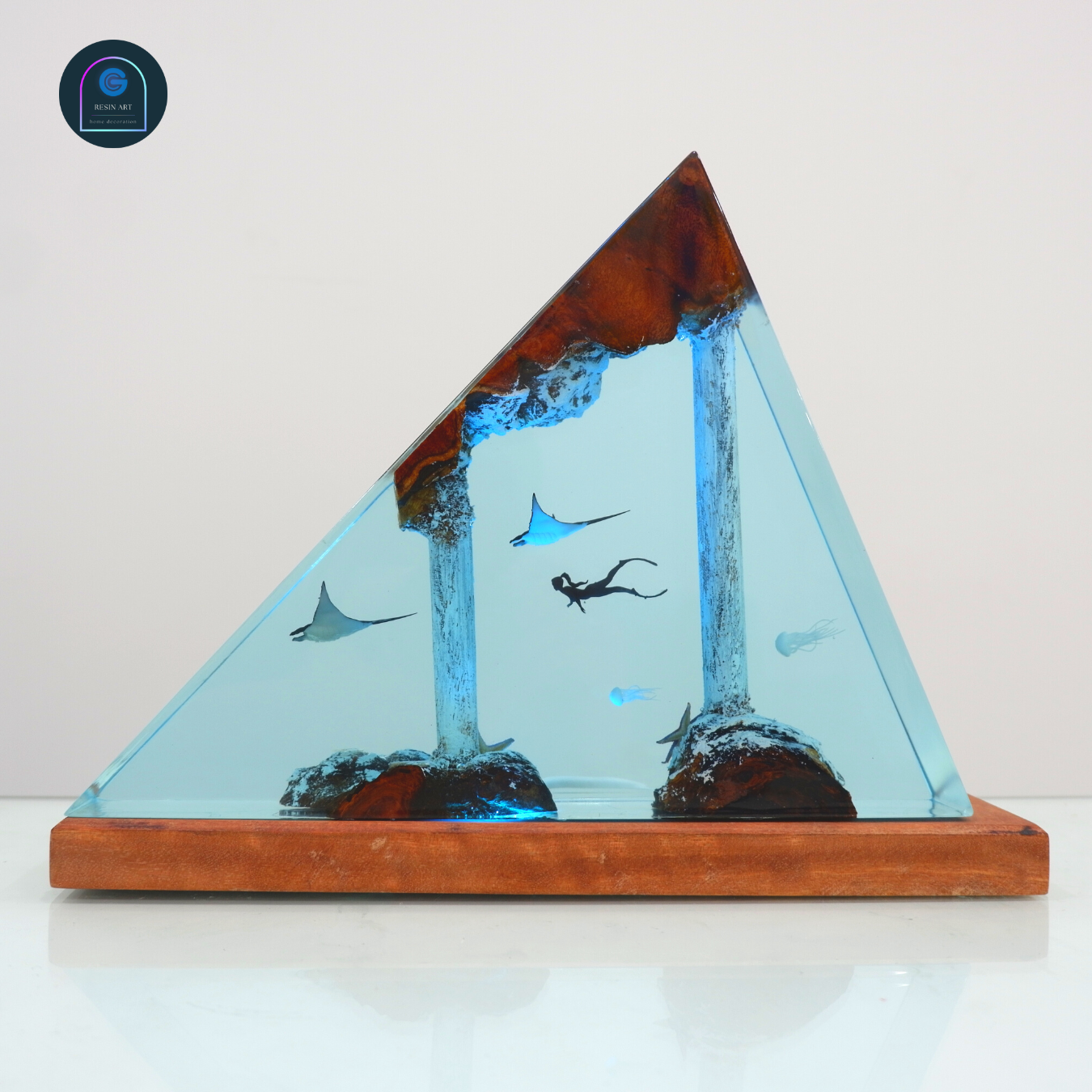 Atlantis ocean resin epoxy lamp, house decoration