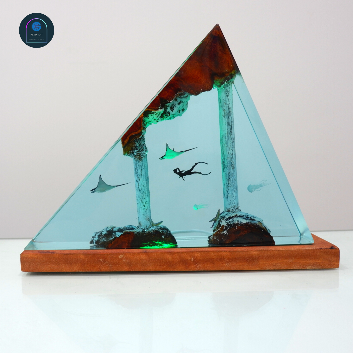 Atlantis ocean resin epoxy lamp, house decoration