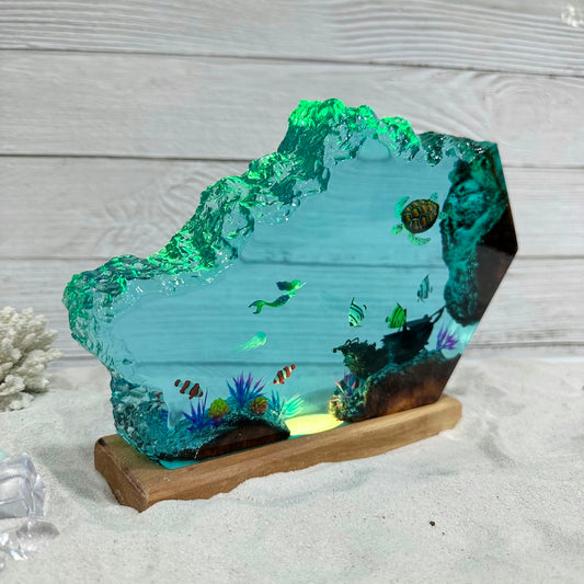 Mermaids and turtle resin night light