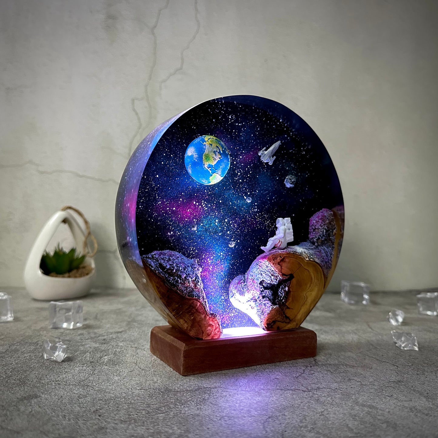 Astronaut and Space resin lamp