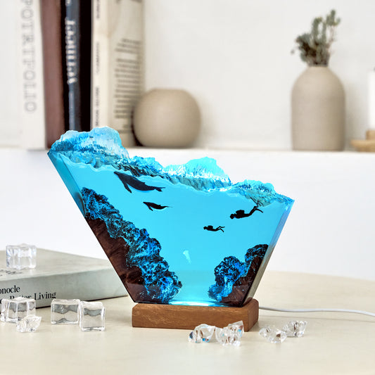 Humpback Whale resin epoxy lamp