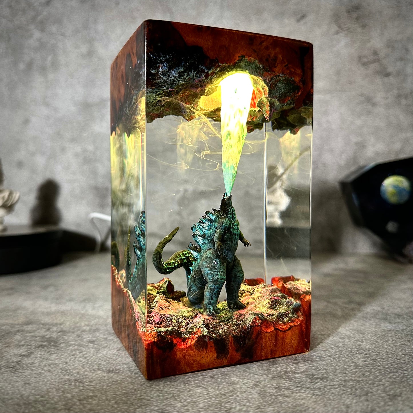 Godzilla resin epoxy lamp