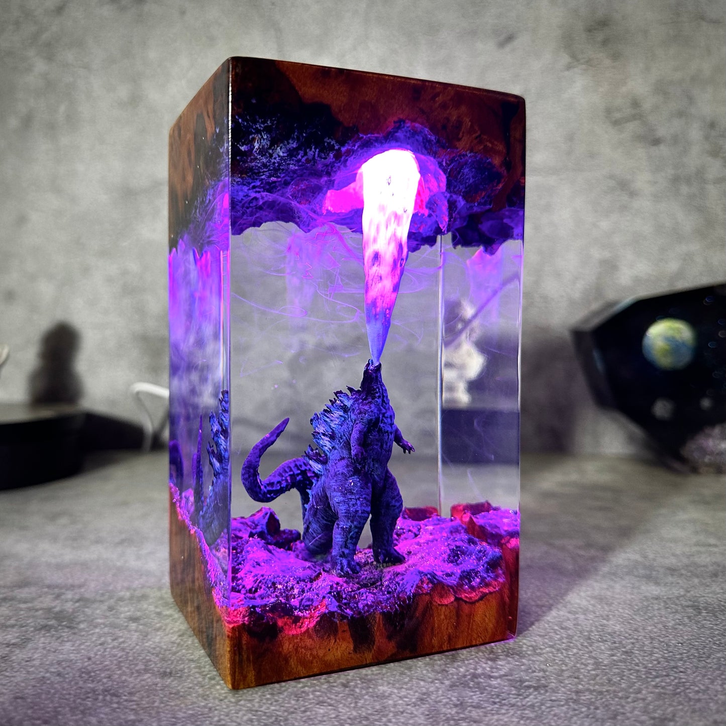 Godzilla resin epoxy lamp